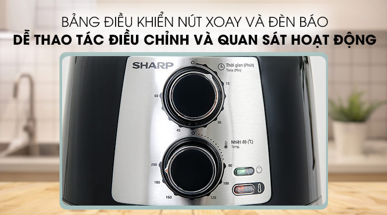 Bảng điều khiển nút xoay Nồi chiên không dầu Sharp KF-AF42MV-ST 4.2 lít