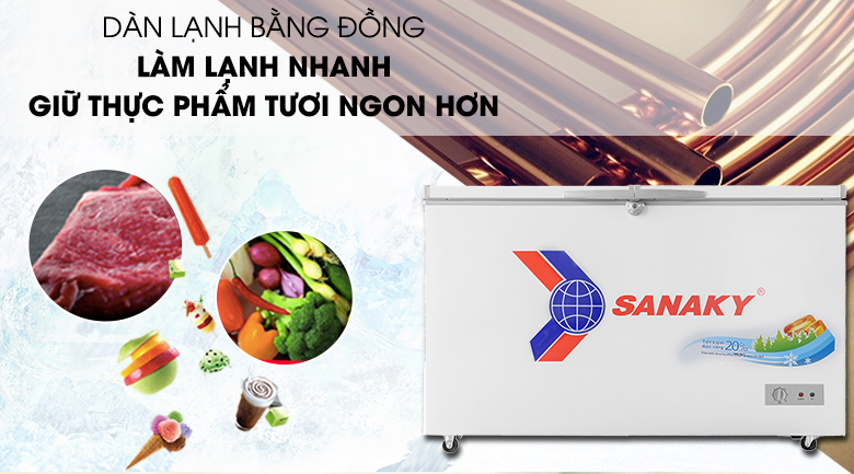 Dàn lạnh bằng đồng - Tủ đông Sanaky VH-4099A1