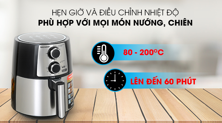 Nhiệt độ và thời gian Nồi chiên không dầu Sharp KF-AF42MV-ST 4.2 lít