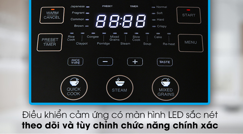 Nồi cơm cao tần Sharp 1.8 lít KS-IH191V-GL - Điều khiển cảm ứng kèm màn hình đèn LED