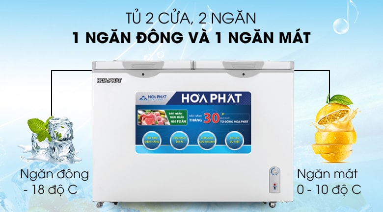 Tủ đông Hòa Phát HCF 656S2Đ2 - 2 ngăn đông, mát