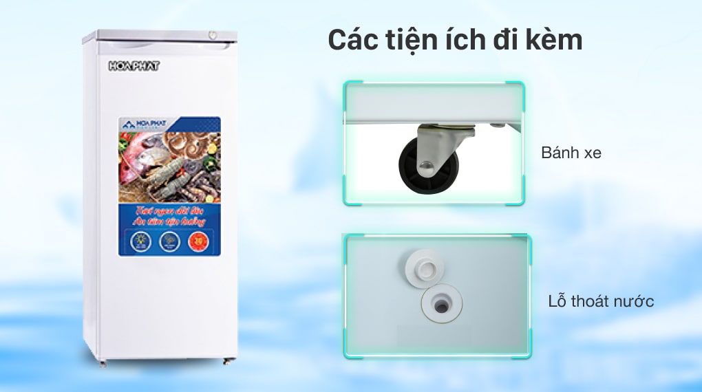 Tủ đông Hòa Phát HUF 350SR1 - Bánh xe di chuyển, lỗ thoát nước