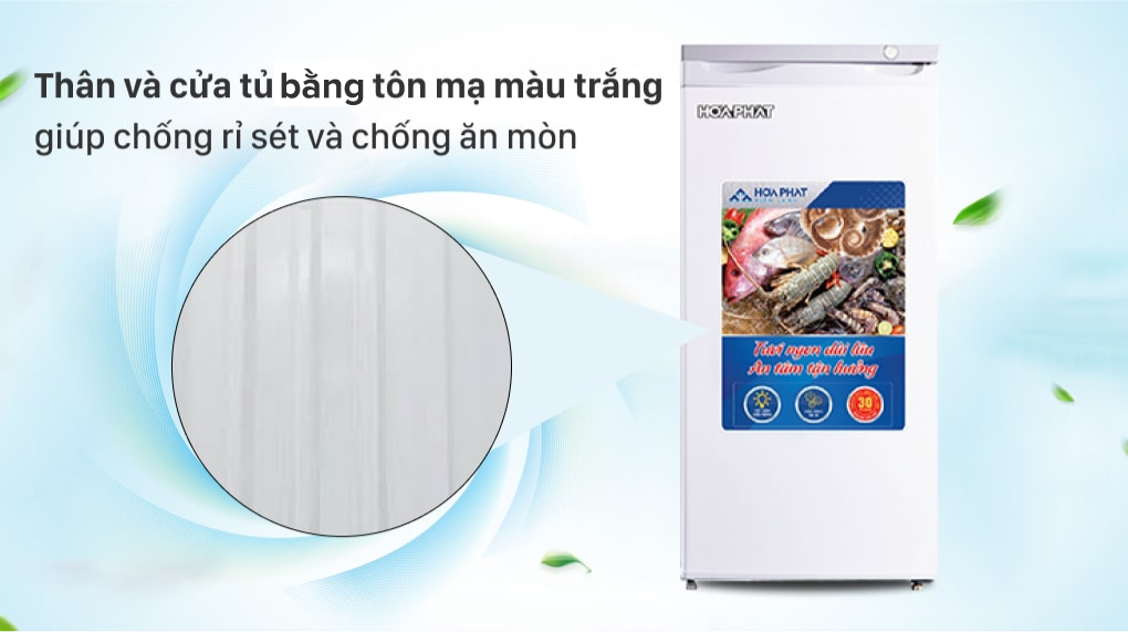 Tủ đông Hòa Phát HUF 350SR1 - Thân tủ và cửa tủ bằng tôn mạ màu trắng