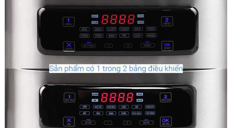 Bảng điều khiển Tiếng Việt - Nồi cơm điện tử Sharp 1.8 lít (0.9 lít x 2) KN-TC50VN-SL