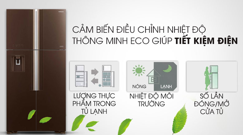 Trang bị cảm biến nhiệt Eco - Tủ lạnh Hitachi Inverter 540 lít R-FW690PGV7 GBW