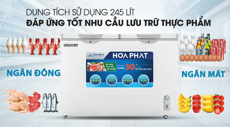 Tủ đông Hòa Phát HCF 606S2Đ2 - Dung tích 245 lít