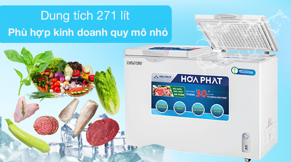 Tủ đông Hòa Phát HCFI 656S2Đ2-Dung tích sử dụng 271 lít, đáp ứng nhu cầu kinh doanh quy mô nhỏ