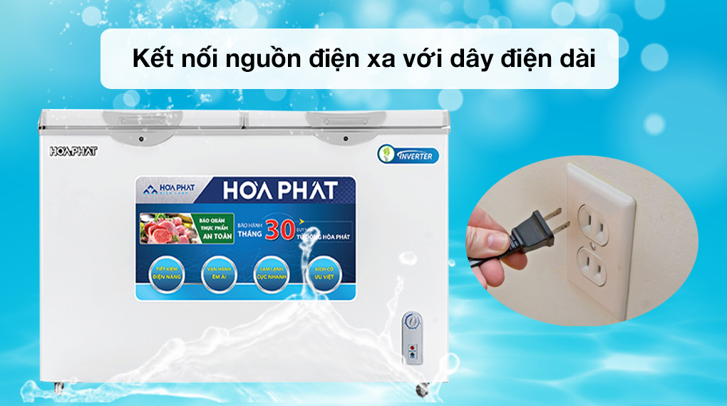 Tủ đông Hòa Phát HCFI 656S2Đ2-Kết nối nguồn điện xa với dây điện dài