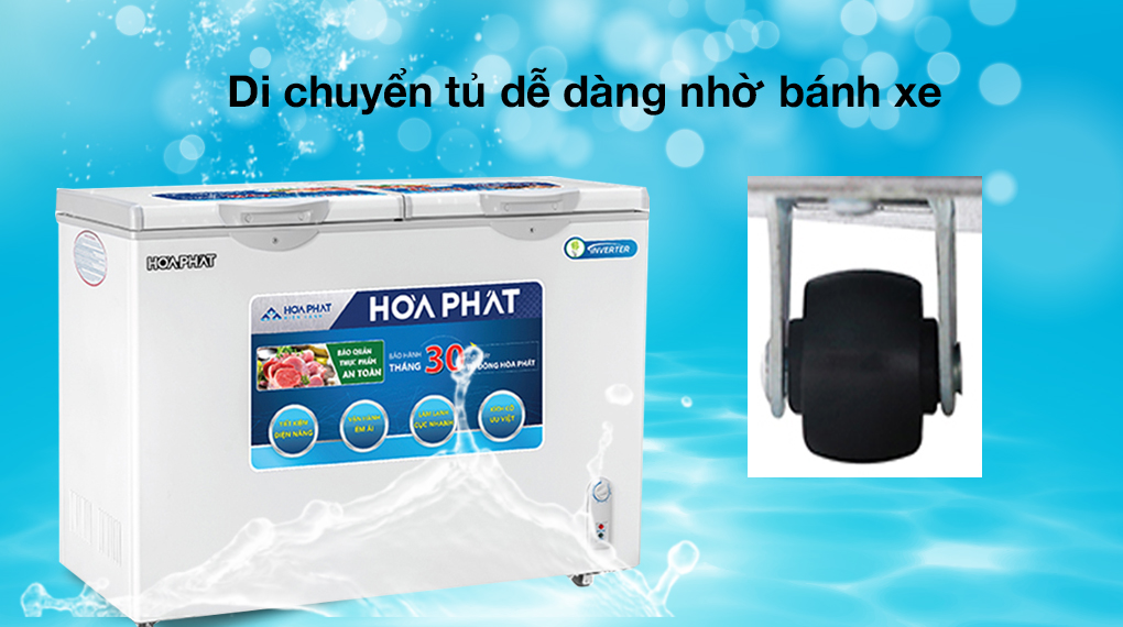 Tủ đông Hòa Phát HCFI 656S2Đ2-Trang bị bánh xe hỗ trợ di chuyển tủ dễ dàng