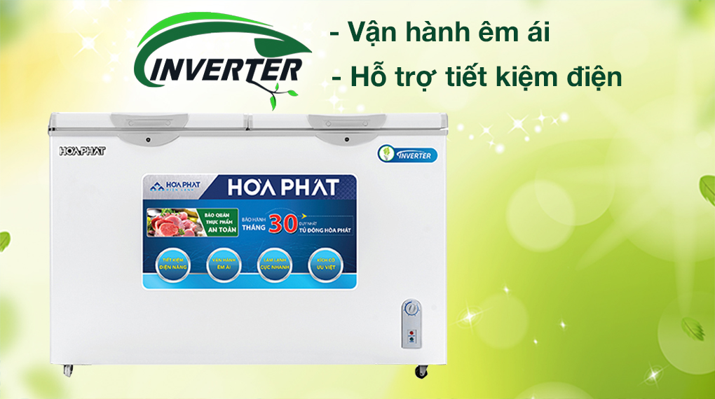 Tủ đông Hòa Phát HCFI 656S2Đ2-Vận hành êm ái, tiết kiệm điện hiệu quả với công nghệ Inverter