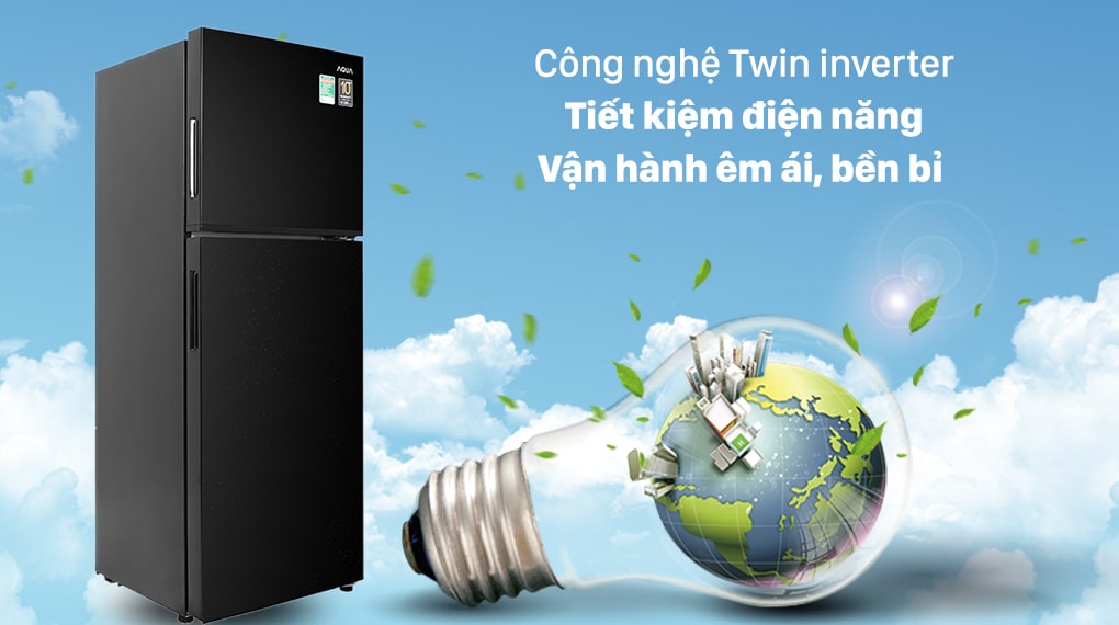 Tủ lạnh Aqua Inverter 211 lít AQR-T238FA(FB) - Công nghệ Twin Inverter tiết kiệm điện