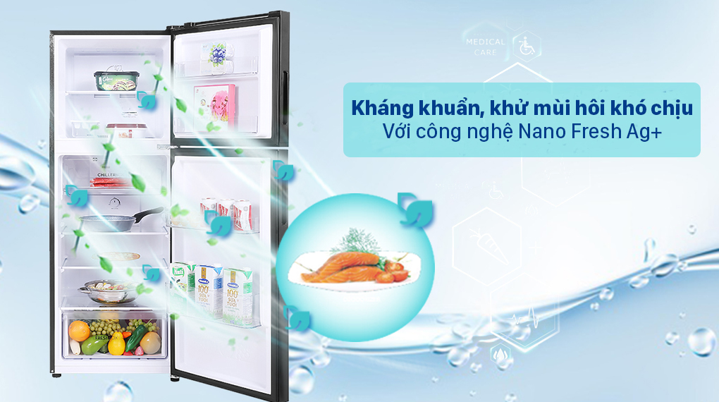 Tủ lạnh Aqua Inverter 211 lít AQR-T238FA(FB) - Công nghệ Nano Fresh Ag+