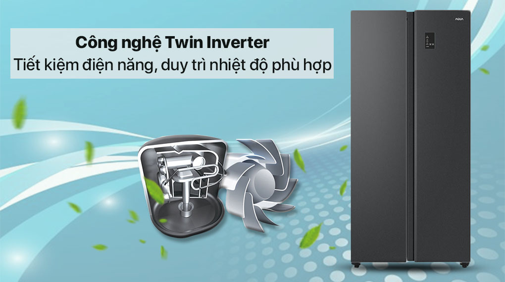 Tủ lạnh Aqua Inverter 480 lít AQR-S480XA(BL) - Công nghệ Twin Inverter