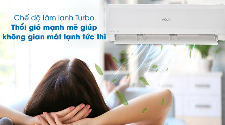 Làm lạnh nhanh tức thì -Điều hòa Aqua 1 chiều Inverter 9100 BTU AQA-KCRV10WNMA